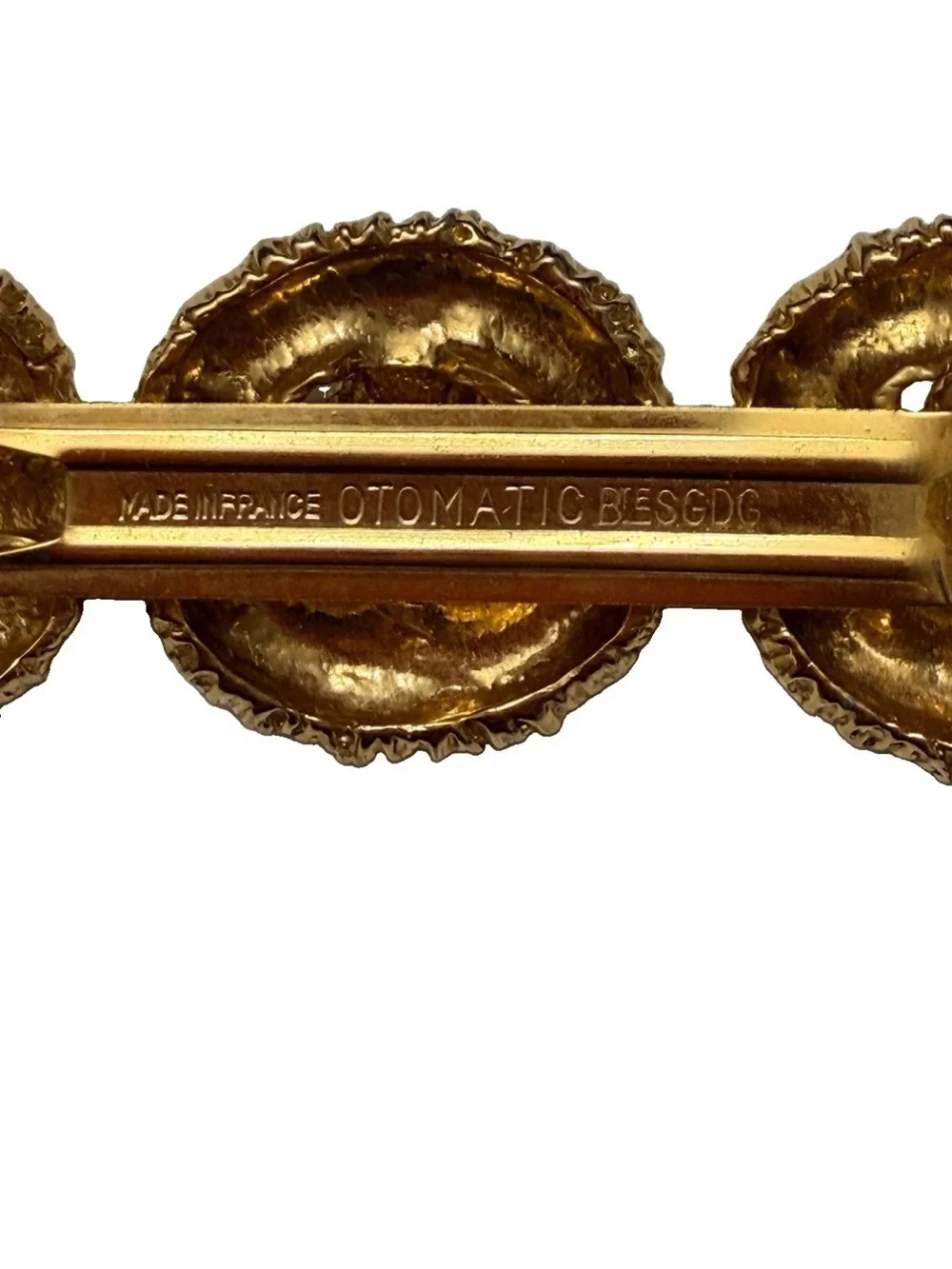 Gold Floral Triple Gem Statement Bracelet with Black Cabochons